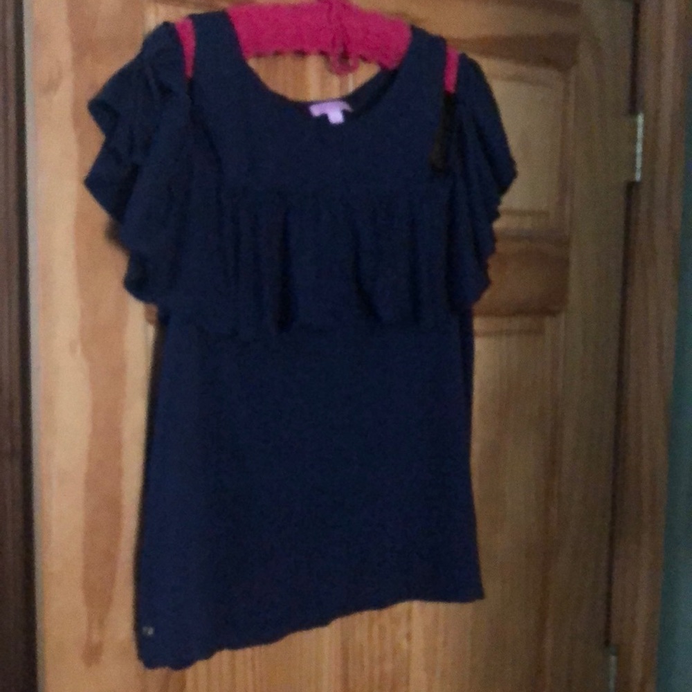 Lilly Pulitzer Cold Shoulder Top. Navy Blue. Size XL EUC